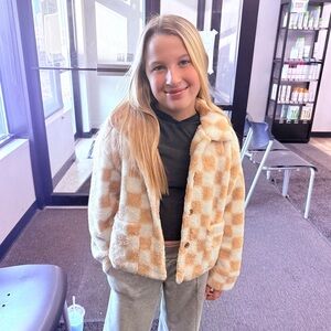 Forever 21 Tan and Cream Checkered Jacket